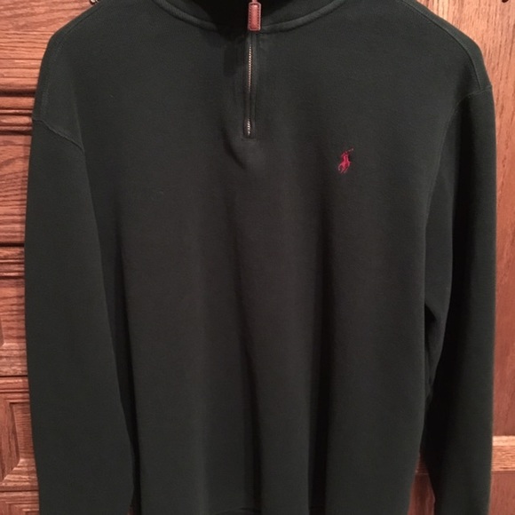 Ralph Lauren Polo Hunter Green 1/4 zip pullover with burgundy logo - Picture 4 of 4